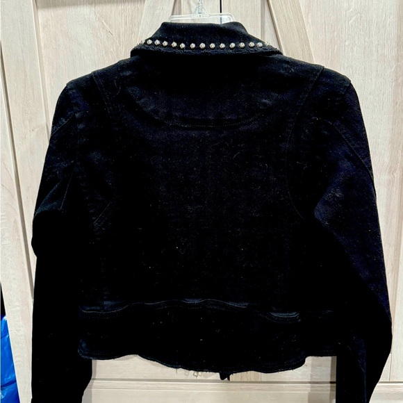 Rampage Black Denim Moto Jacket Size Medium - Picture 3 of 7